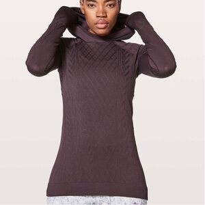 Lululemon Rest Less Hoodie Black Cherry Pullover Long Sleeve Top Women size 6